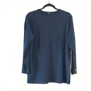 AKRIS navy blue long sleeve top 100% wool
